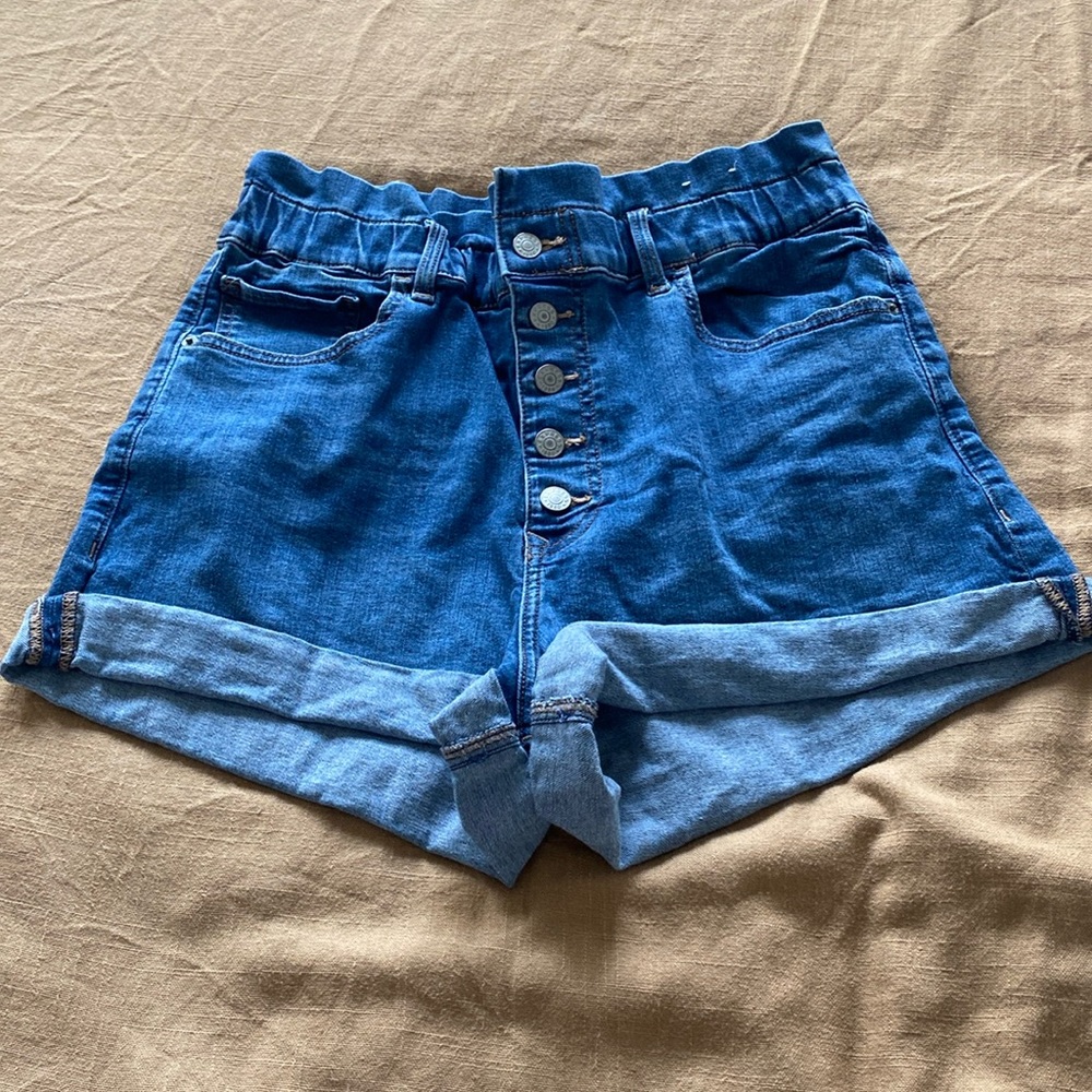 Express Shortie Super High Rise Stretch Jean Shorts